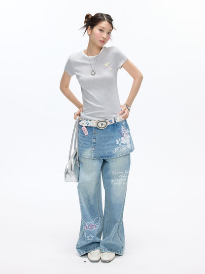 Multi-Colored Short Sleeve Slim Polka Dot Stripe T-Shirt【s0000016816】