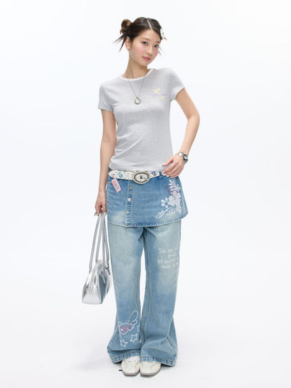 Multi-Colored Short Sleeve Slim Polka Dot Stripe T-Shirt【s0000016816】
