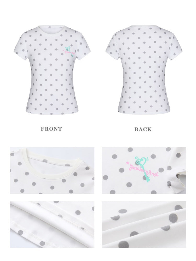 Multi-Colored Short Sleeve Slim Polka Dot Stripe T-Shirt【s0000016816】