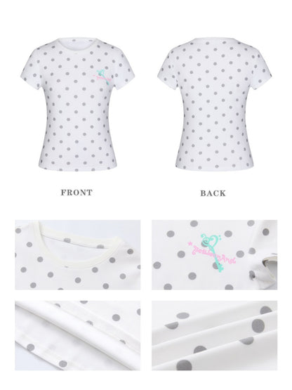 Multi-Colored Short Sleeve Slim Polka Dot Stripe T-Shirt【s0000016816】