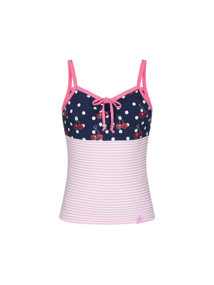 Cherry Polka Dot Suspender Striped Camisole【s0000016817】
