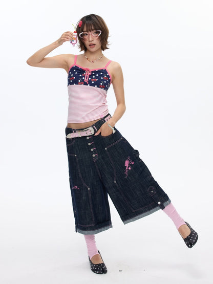 Cherry Polka Dot Suspender Striped Camisole【s0000016817】