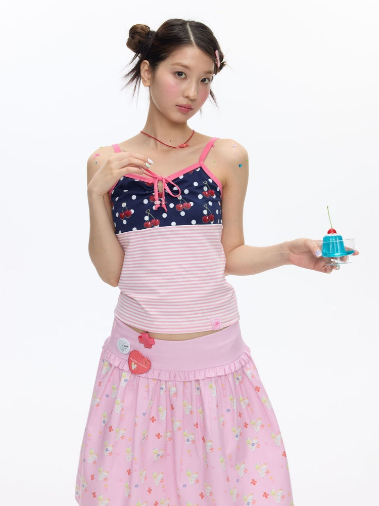 Cherry Polka Dot Suspender Striped Camisole【s0000016817】