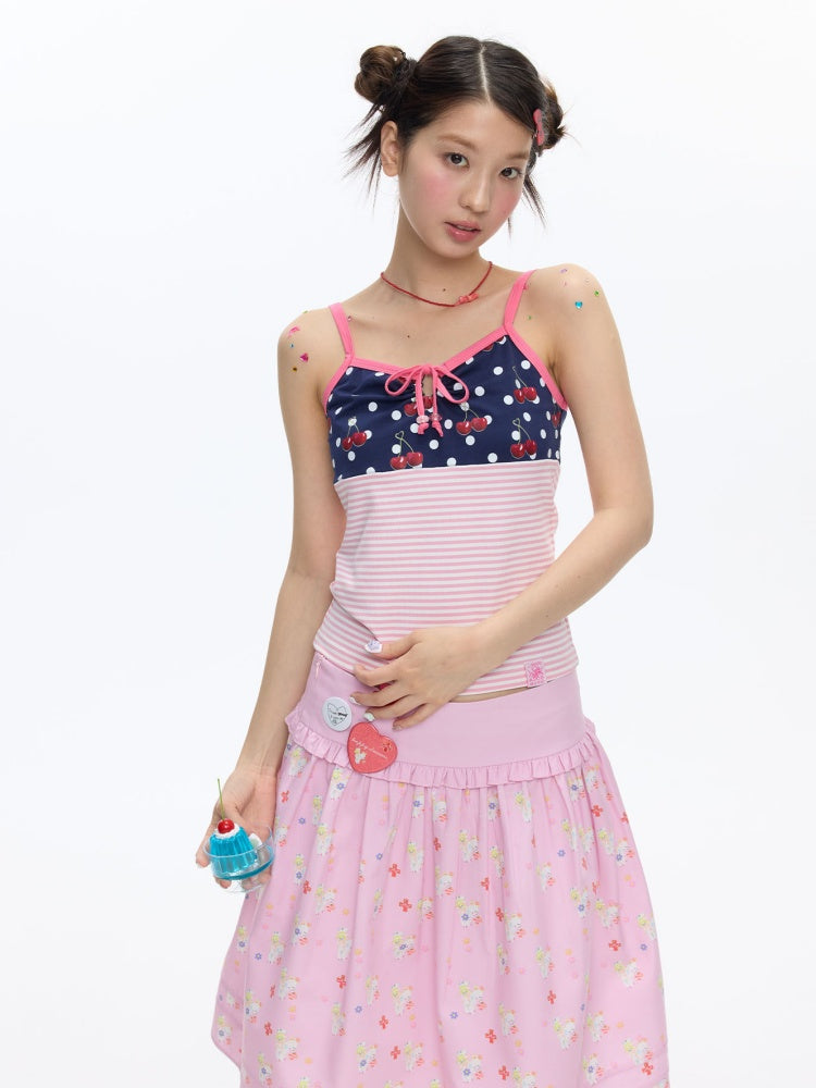 Cherry Polka Dot Suspender Striped Camisole【s0000016817】