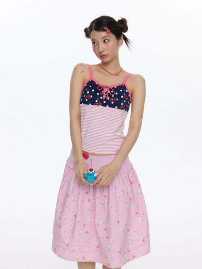 Cherry Polka Dot Suspender Striped Camisole【s0000016817】