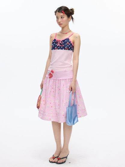 Cherry Polka Dot Suspender Striped Camisole【s0000016817】