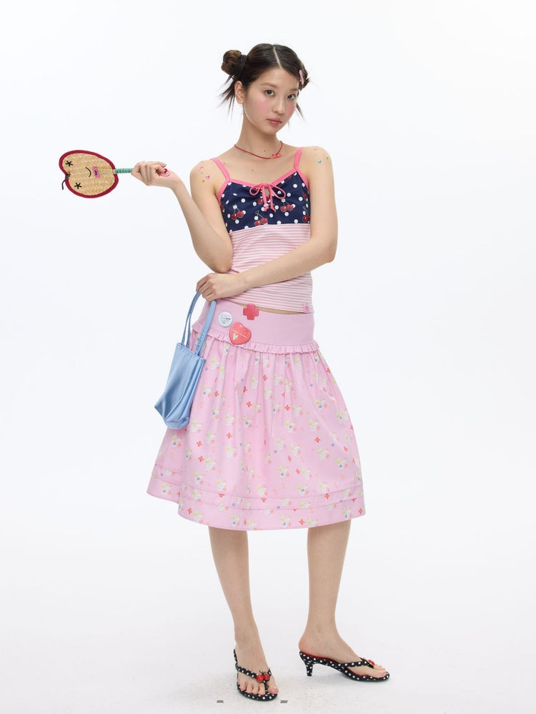 Cherry Polka Dot Suspender Striped Camisole【s0000016817】