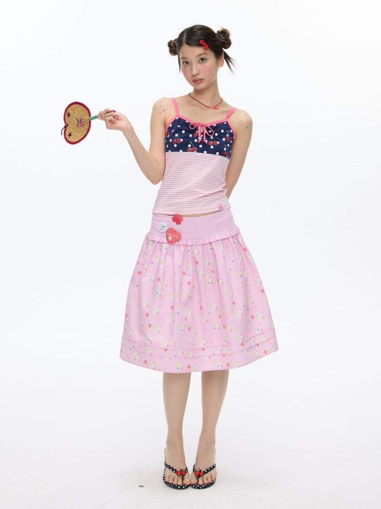 Cherry Polka Dot Suspender Striped Camisole【s0000016817】