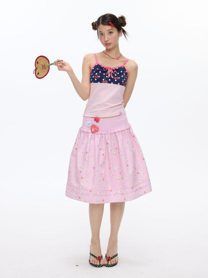 Cherry Polka Dot Suspender Striped Camisole【s0000016817】