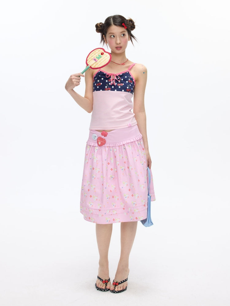 Cherry Polka Dot Suspender Striped Camisole【s0000016817】