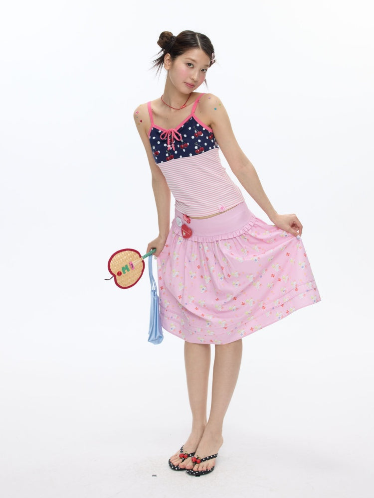 Cherry Polka Dot Suspender Striped Camisole【s0000016817】