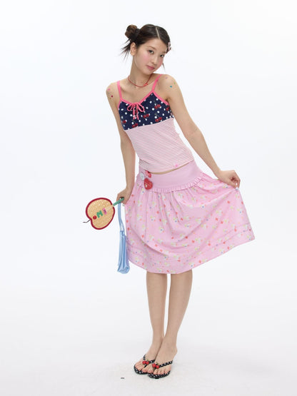 Cherry Polka Dot Suspender Striped Camisole【s0000016817】