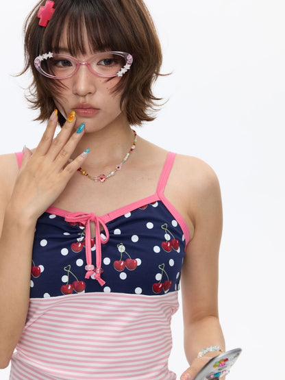 Cherry Polka Dot Suspender Striped Camisole【s0000016817】