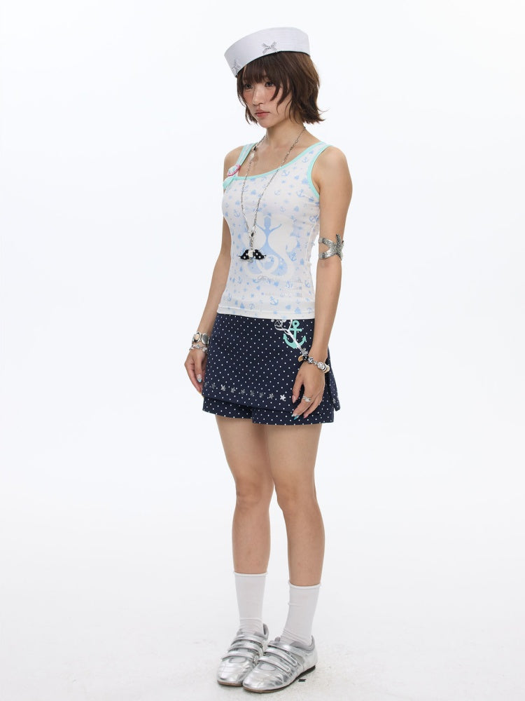 Seahorse Full Print Ring Buckle Tank Top【s0000016820】