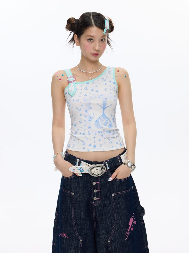 Seahorse Full Print Ring Buckle Tank Top【s0000016820】