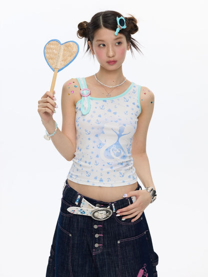 Seahorse Full Print Ring Buckle Tank Top【s0000016820】