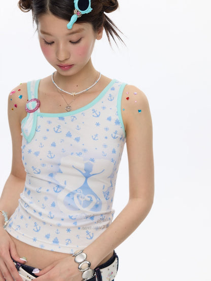 Seahorse Full Print Ring Buckle Tank Top【s0000016820】