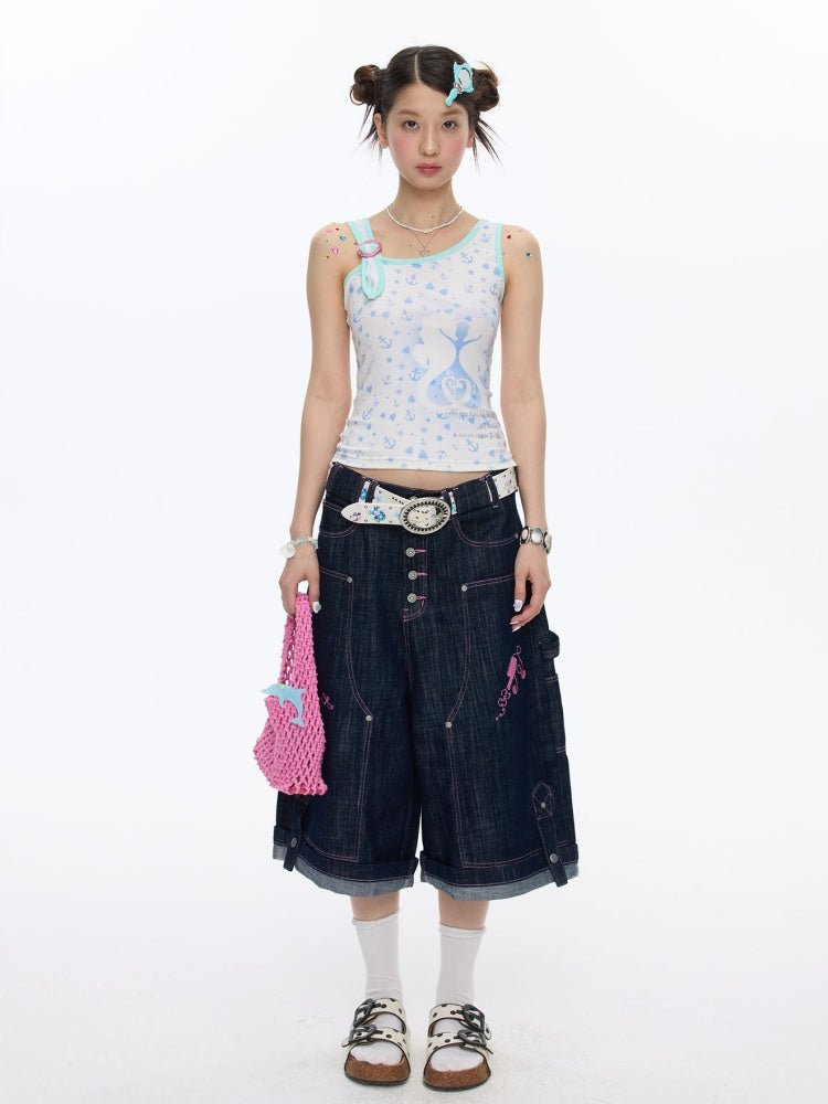 Seahorse Full Print Ring Buckle Tank Top【s0000016820】