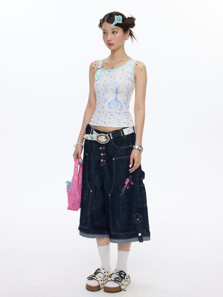 Seahorse Full Print Ring Buckle Tank Top【s0000016820】
