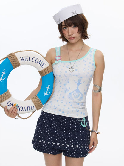 Seahorse Full Print Ring Buckle Tank Top【s0000016820】