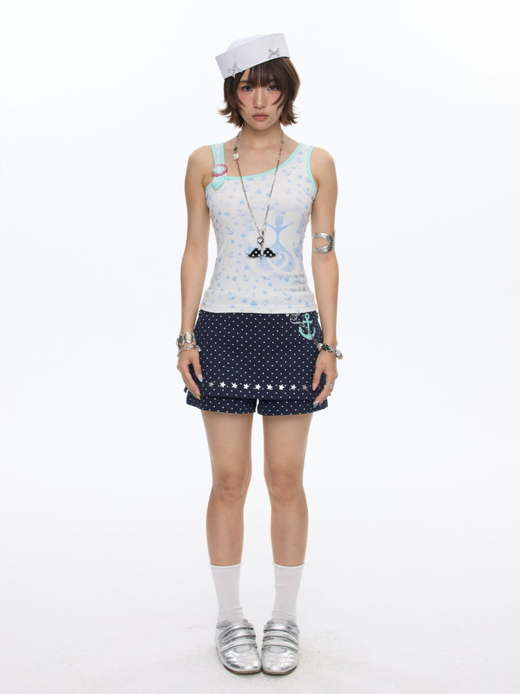 Seahorse Full Print Ring Buckle Tank Top【s0000016820】