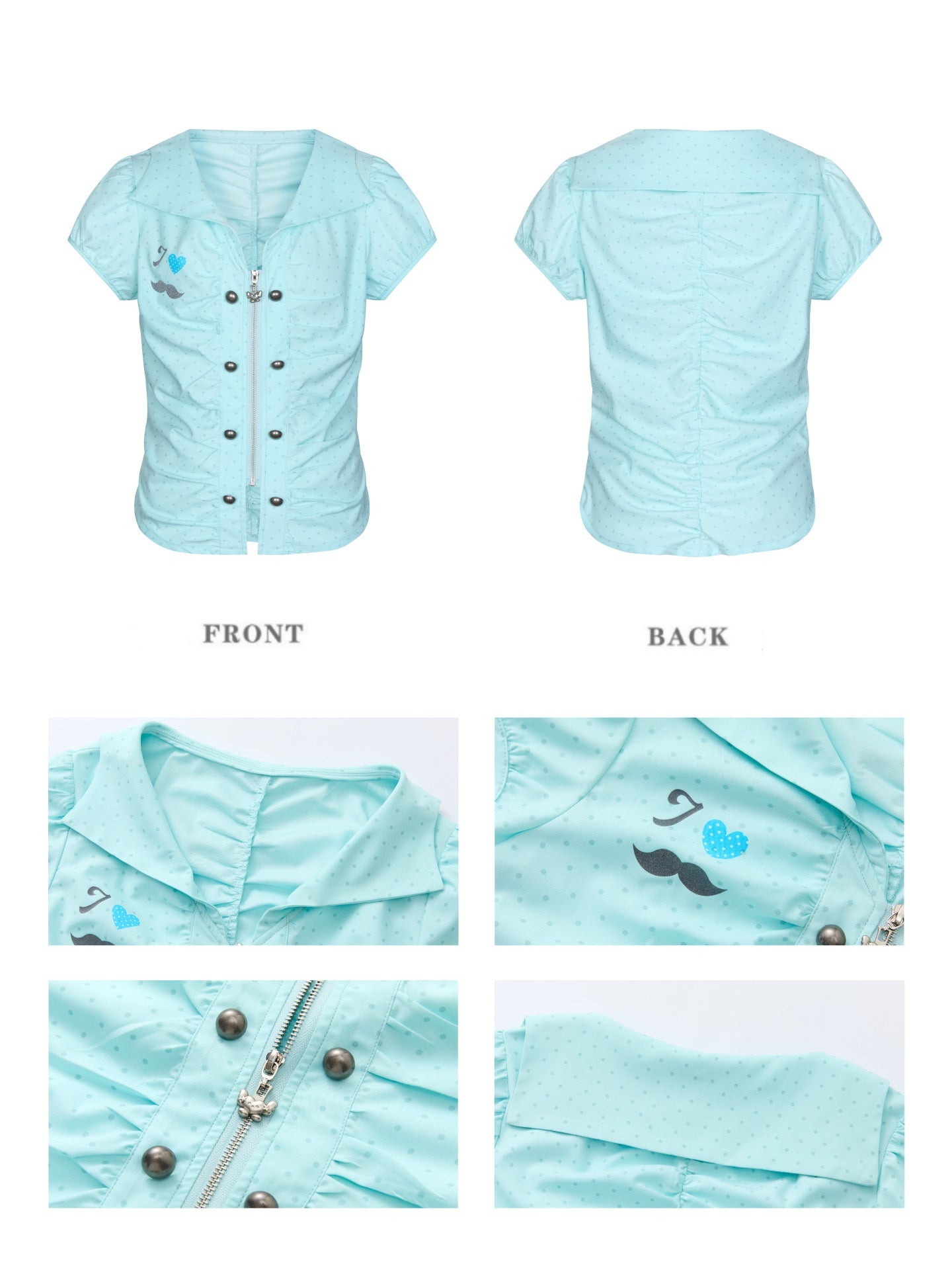 Flower Bud Polka Dot Waist Cinching Shirt【s0000016823】