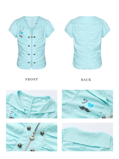 Flower Bud Polka Dot Waist Cinching Shirt【s0000016823】