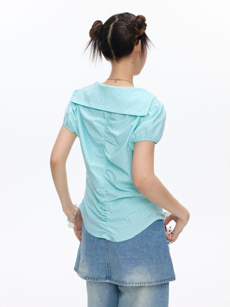 Flower Bud Polka Dot Waist Cinching Shirt【s0000016823】