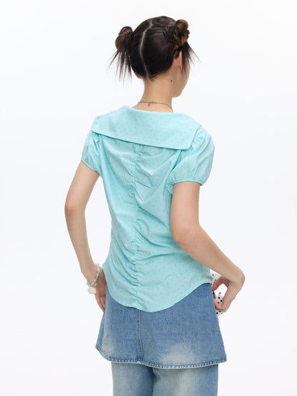 Flower Bud Polka Dot Waist Cinching Shirt【s0000016823】