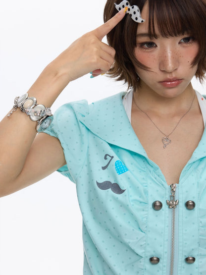 Flower Bud Polka Dot Waist Cinching Shirt【s0000016823】