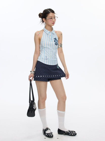 Striped Seahorse Polo Sleeveless Shirt【s0000016824】
