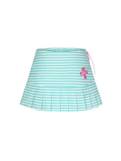 Striped Pleated Short Skirt【s0000016826】