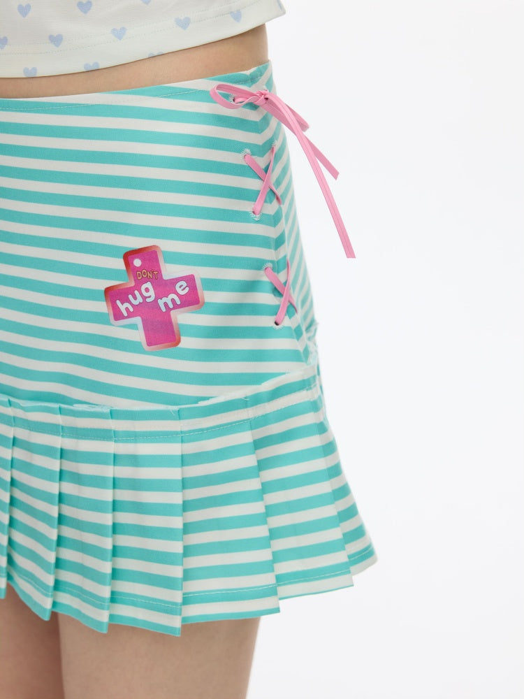 Striped Pleated Short Skirt【s0000016826】