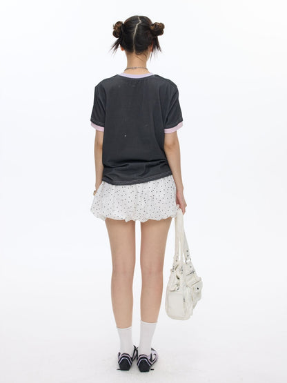 Flying Pony Print Short-Sleeve Stitching T-Shirt【s0000016827】