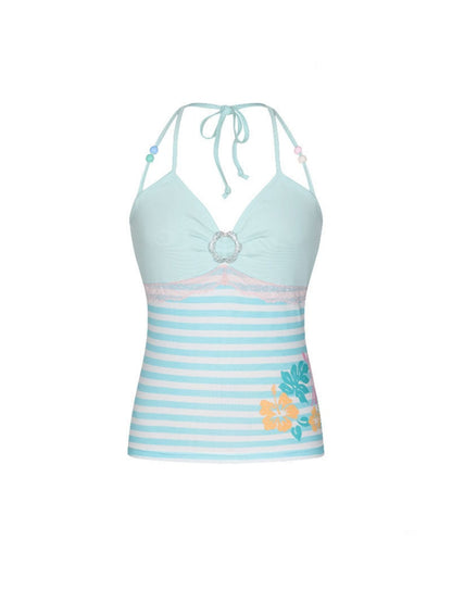 Hibiscus Beaded Hanging Neck Vest【s0000016832】