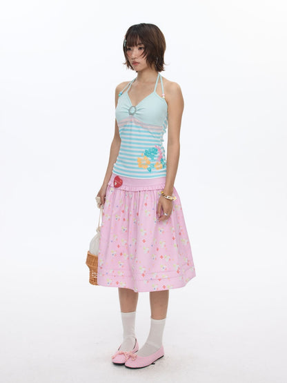 Hibiscus Beaded Hanging Neck Vest【s0000016832】