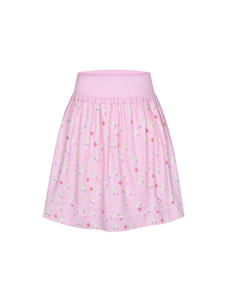Floral Low-Waisted Bud Fluffy Skirt【s0000016833】
