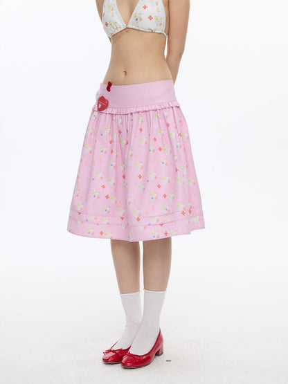 Floral Low-Waisted Bud Fluffy Skirt【s0000016833】