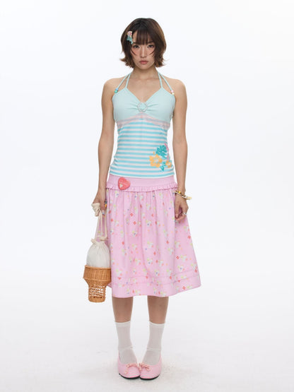 Floral Low-Waisted Bud Fluffy Skirt【s0000016833】