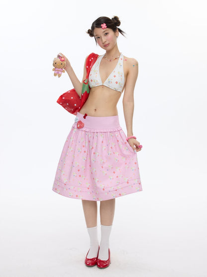 Floral Low-Waisted Bud Fluffy Skirt【s0000016833】