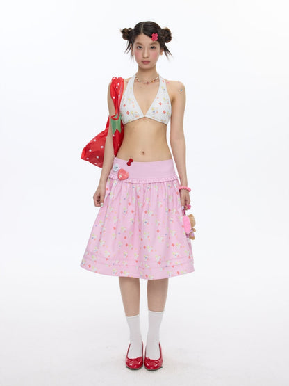 Floral Low-Waisted Bud Fluffy Skirt【s0000016833】