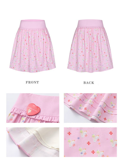 Floral Low-Waisted Bud Fluffy Skirt【s0000016833】