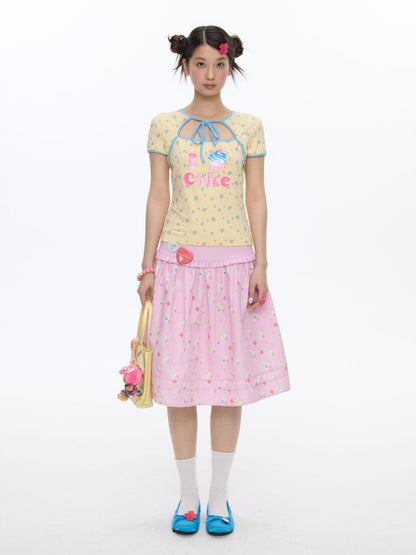 Floral Low-Waisted Bud Fluffy Skirt【s0000016833】