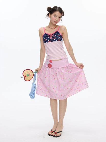 Floral Low-Waisted Bud Fluffy Skirt【s0000016833】
