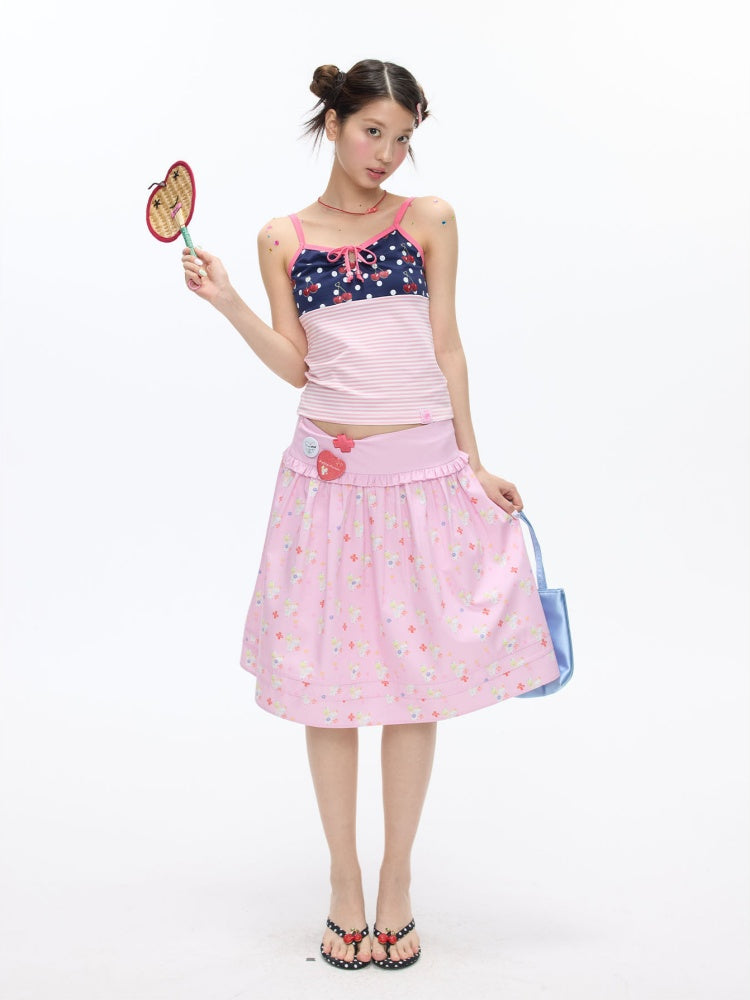 Floral Low-Waisted Bud Fluffy Skirt【s0000016833】
