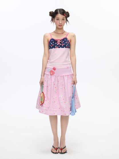 Floral Low-Waisted Bud Fluffy Skirt【s0000016833】