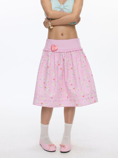 Floral Low-Waisted Bud Fluffy Skirt【s0000016833】