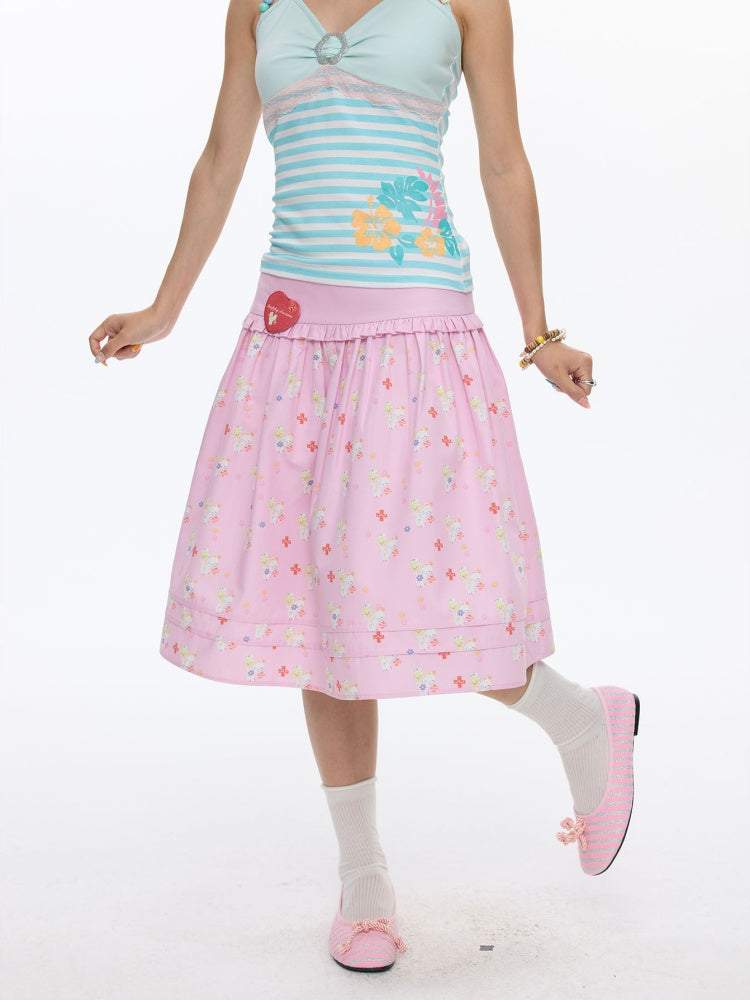 Floral Low-Waisted Bud Fluffy Skirt【s0000016833】