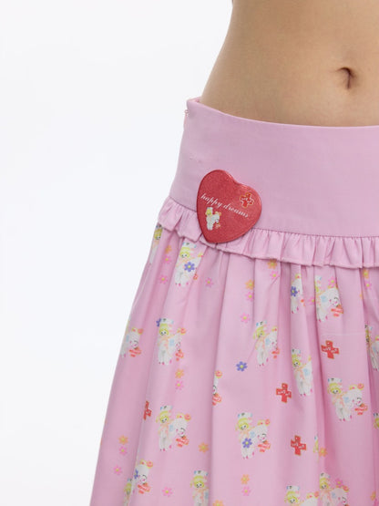 Floral Low-Waisted Bud Fluffy Skirt【s0000016833】