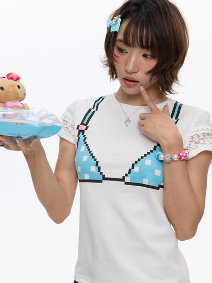 Pixel Graffiti Funny Design Short-Sleeved T-Shirt【s0000016834】